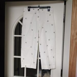 Basic Editions White Palm Tree Capri Pants Size Women's M